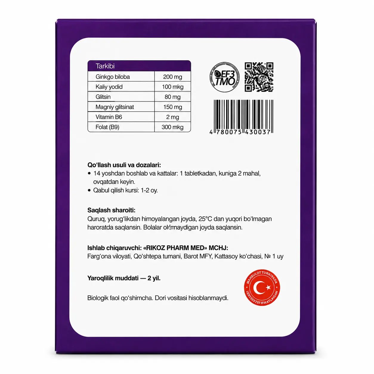 Braindel tabletkalar N30 — xotira va diqqat 3